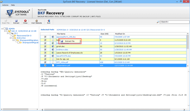 Restore BKF File screenshot